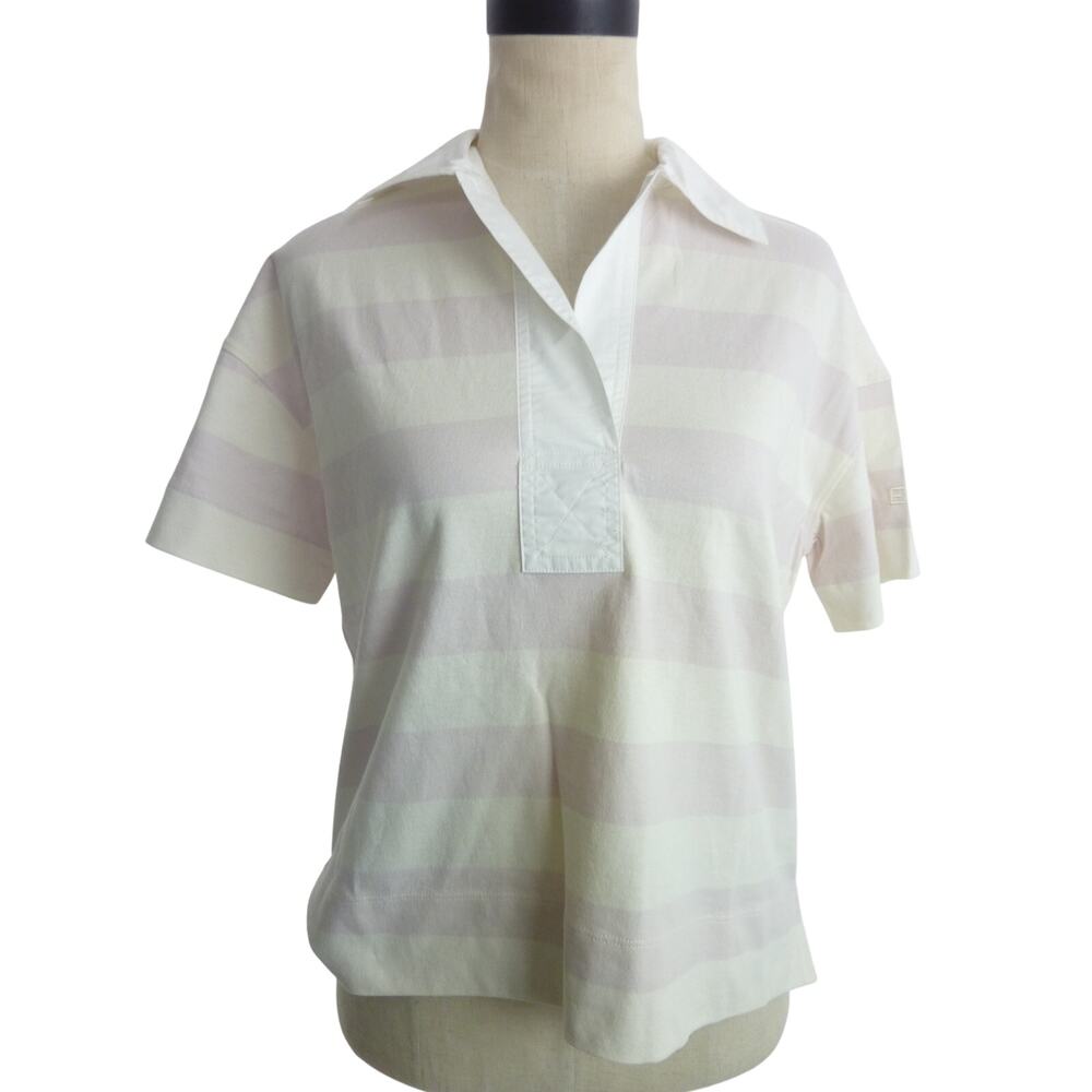 Everlane The Organic Cotton Retro Polo Shirt Purple Stripe Short Sleeve S Top